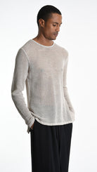 A33V M106125 SWEATER Regular Cotton Net Dyed Cold Ecru