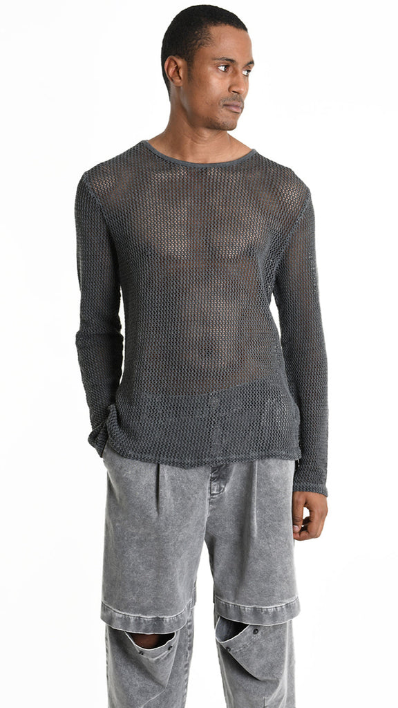 A33V M106125 SWEATER Regular Cotton Net Dyed Cold Black/Grey