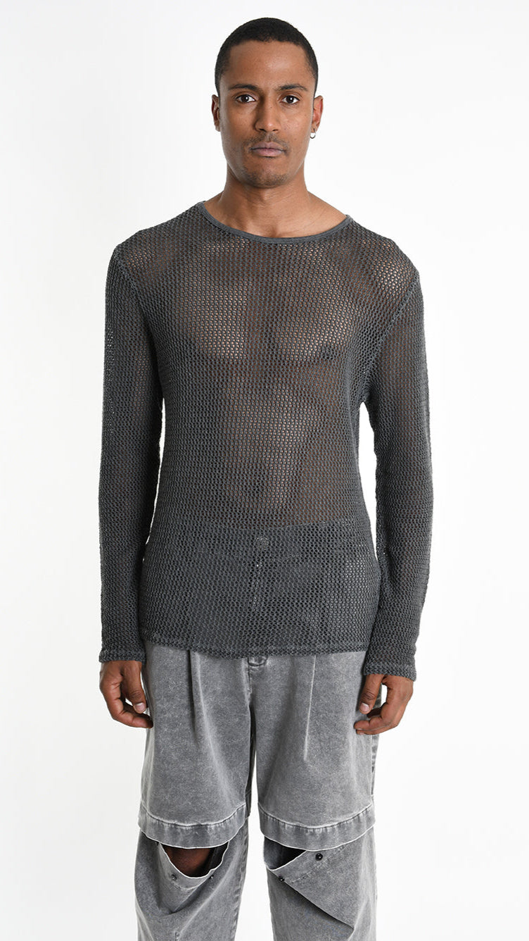 A33V M106125 SWEATER Regular Cotton Net Dyed Cold Black/Grey