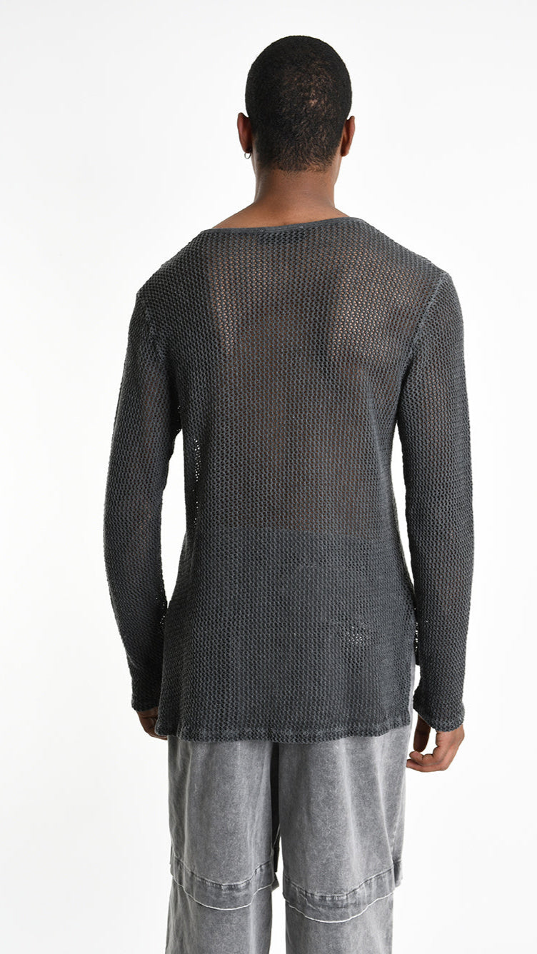 A33V M106125 SWEATER Regular Cotton Net Dyed Cold Black/Grey