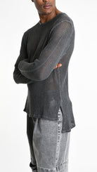 A33V M106125 SWEATER Regular Cotton Net Dyed Cold Black/Grey