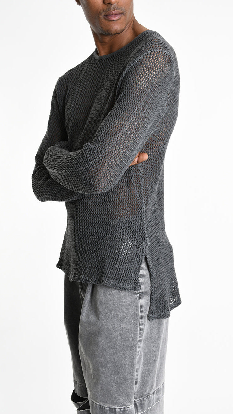 A33V M106125 SWEATER Regular Cotton Net Dyed Cold Black/Grey