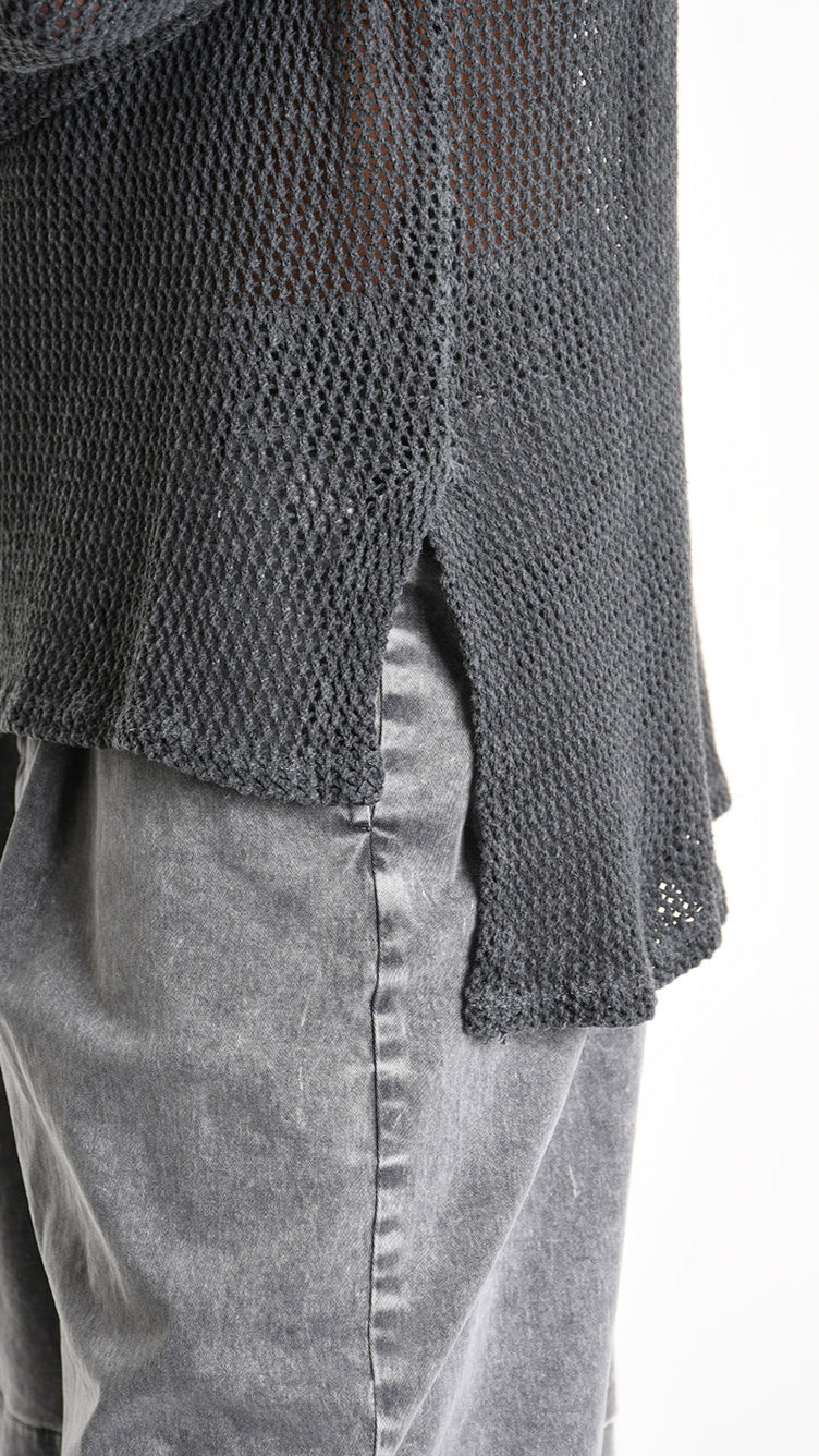 A33V M106125 SWEATER Regular Cotton Net Dyed Cold Black/Grey