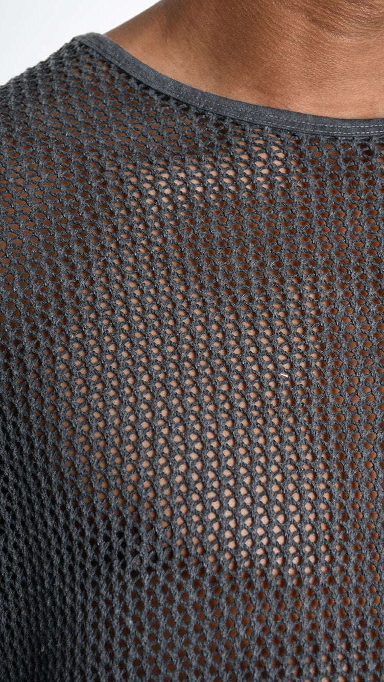 A33V M106125 SWEATER Regular Cotton Net Dyed Cold Black/Grey