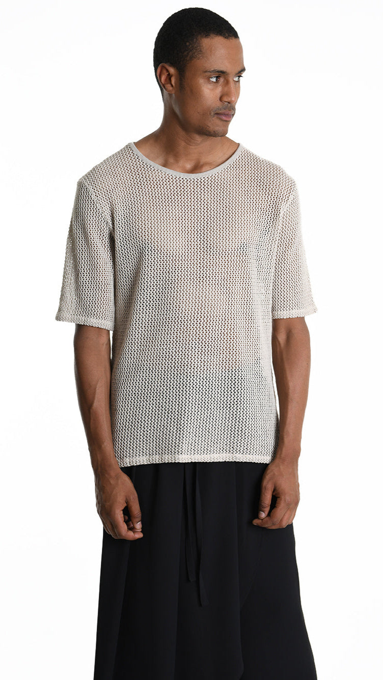 A33V M106225 T-SHIRT Regular Cotton Net Dyed Cold Ecru