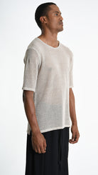 A33V M106225 T-SHIRT Regular Cotton Net Dyed Cold Ecru
