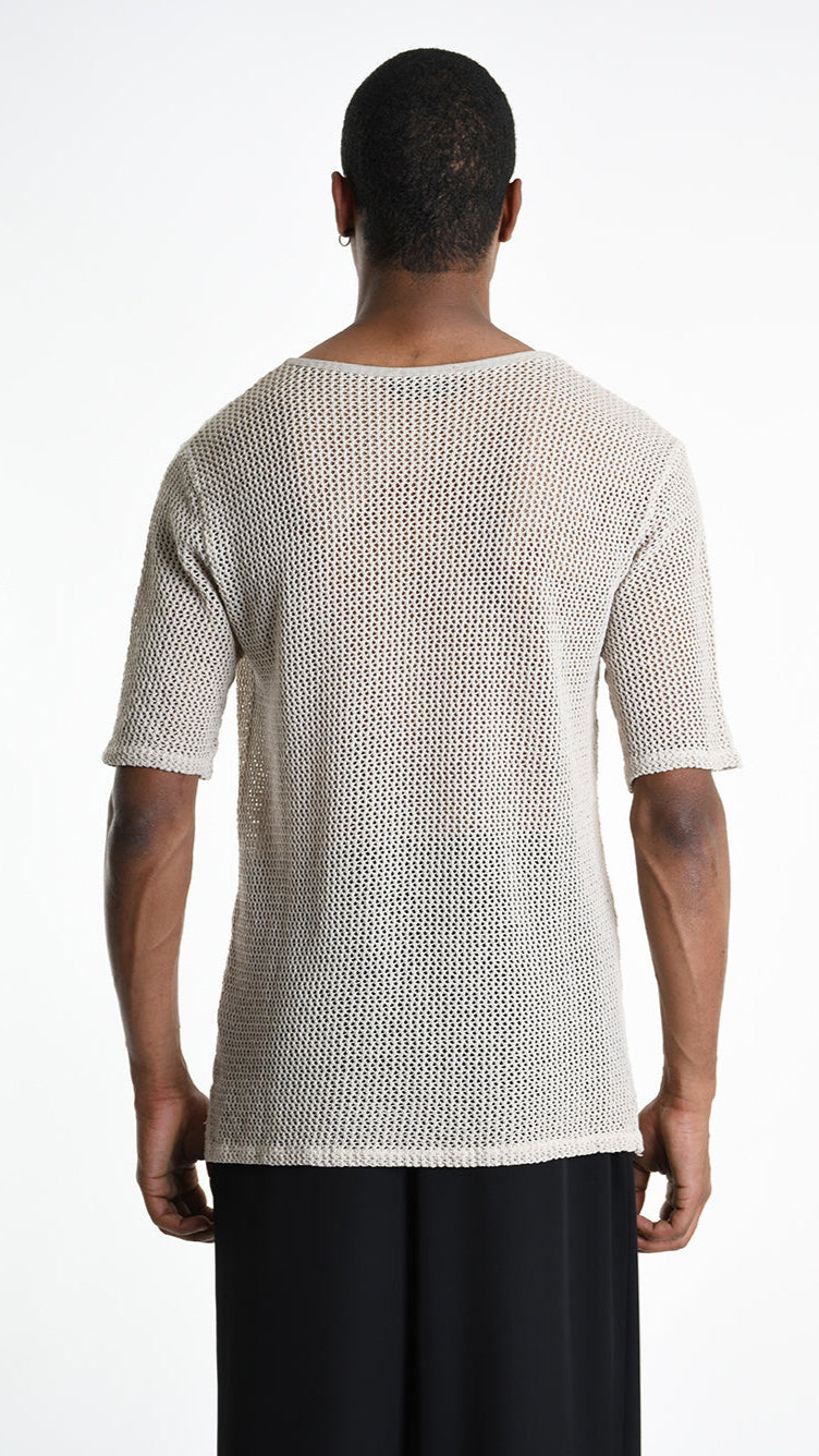 A33V M106225 T-SHIRT Regular Cotton Net Dyed Cold Ecru