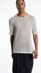 A33V M106225 T-SHIRT Regular Cotton Net Dyed Cold Ecru
