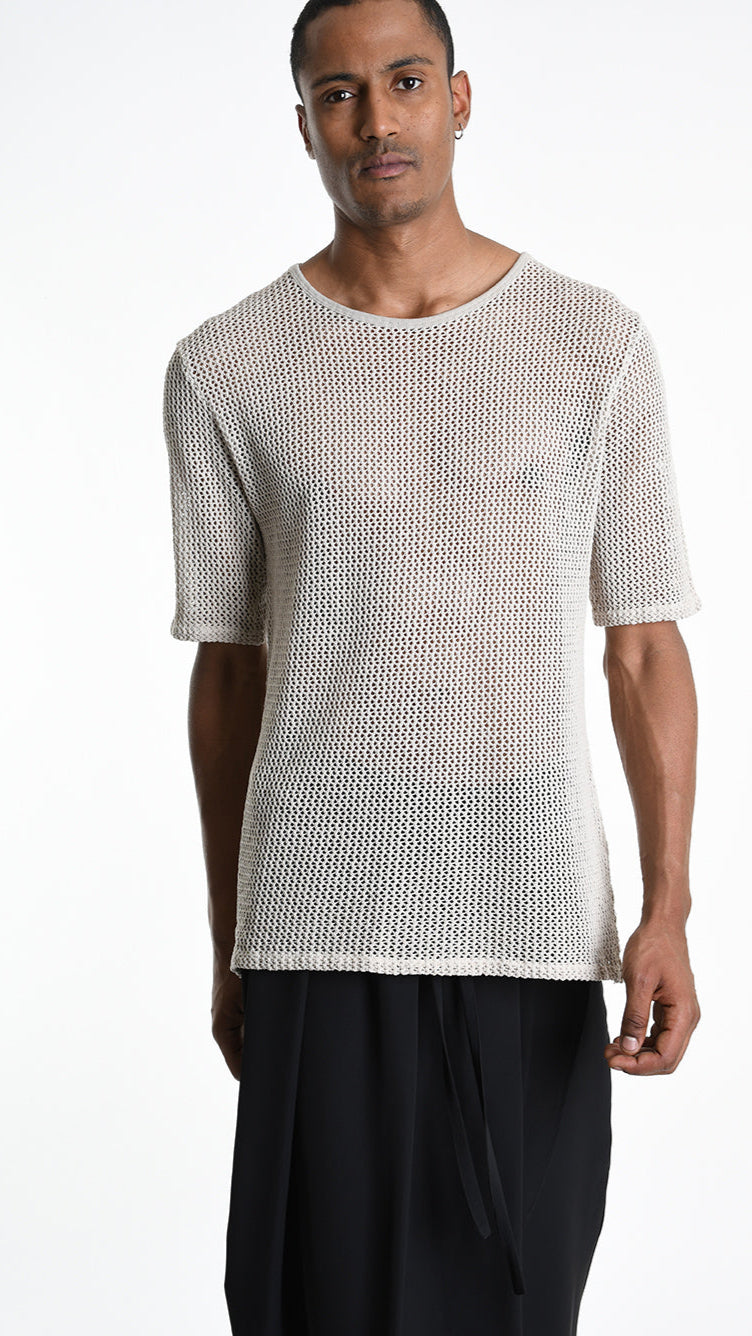 A33V M106225 T-SHIRT Regular Cotton Net Dyed Cold Ecru