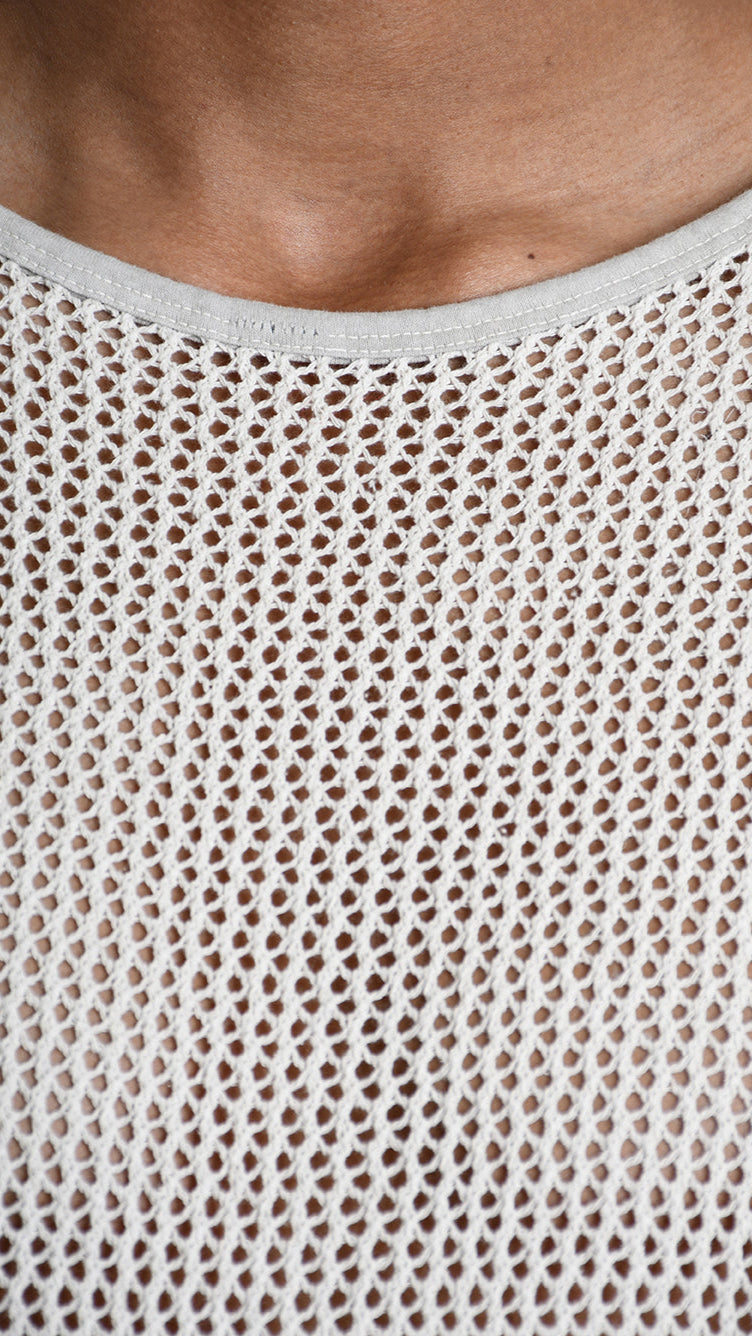 A33V M106225 T-SHIRT Regular Cotton Net Dyed Cold Ecru