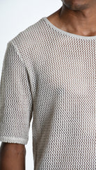 A33V M106225 T-SHIRT Regular Cotton Net Dyed Cold Ecru
