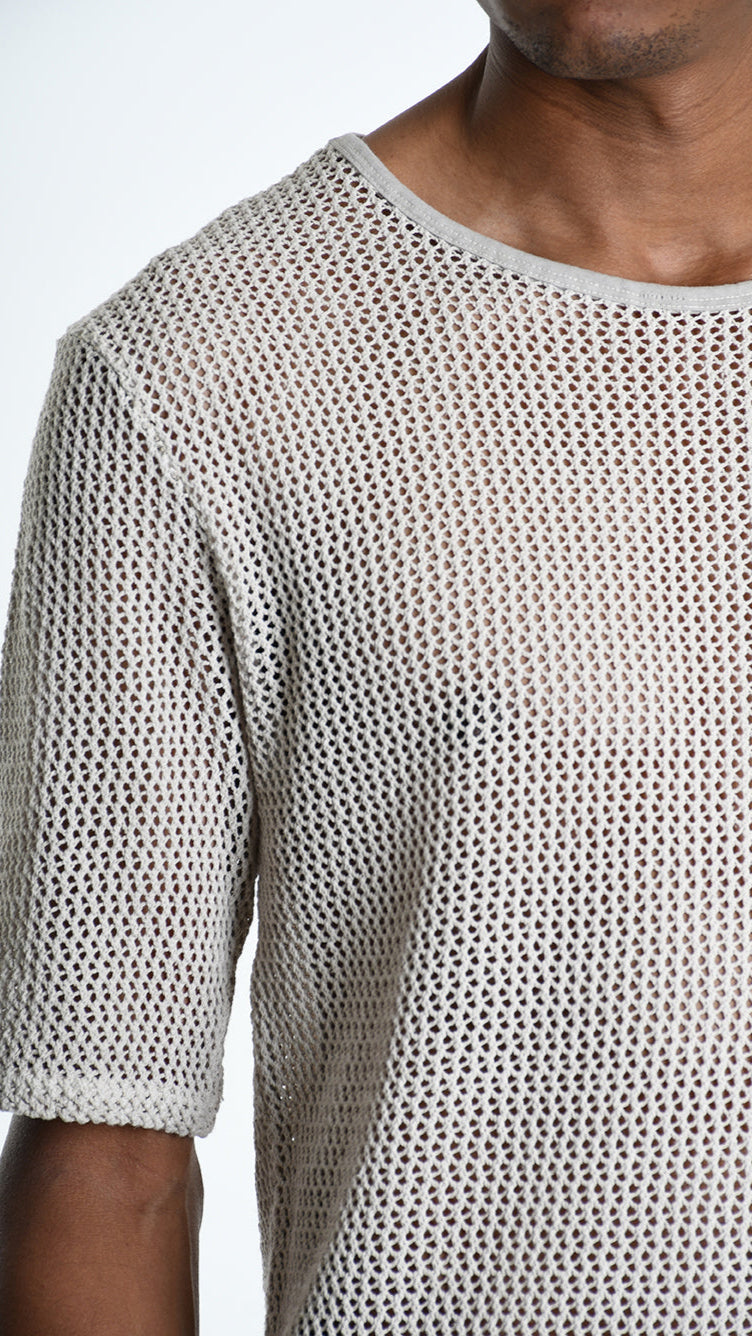A33V M106225 T-SHIRT Regular Cotton Net Dyed Cold Ecru