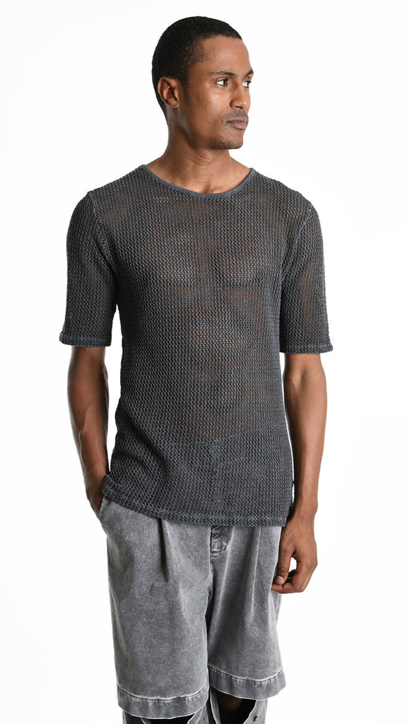 A33V M106225 T-SHIRT Regular Cotton Net Dyed Cold Black/Grey.