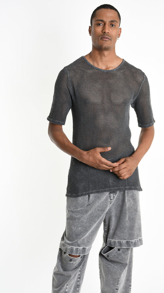 A33V M106225 T-SHIRT Regular Cotton Net Dyed Cold Black/Grey.