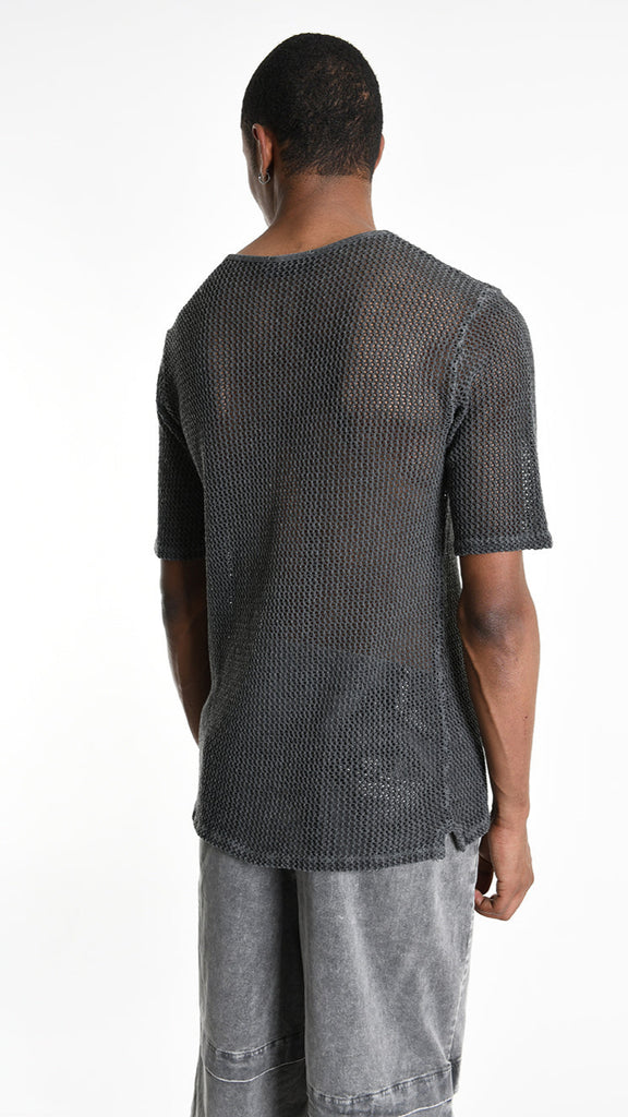 A33V M106225 T-SHIRT Regular Cotton Net Dyed Cold Black/Grey.