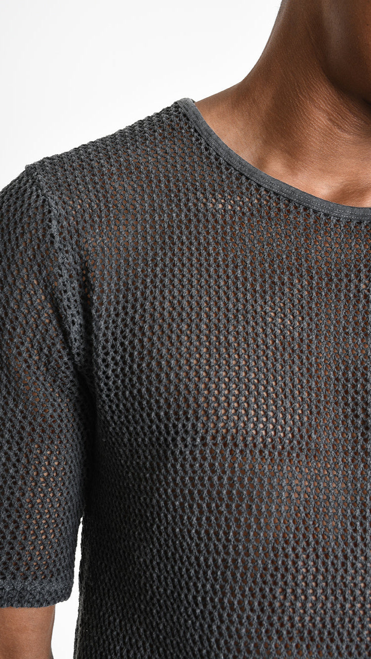A33V M106225 T-SHIRT Regular Cotton Net Dyed Cold Black/Grey