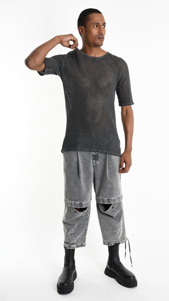 A33V M106225 T-SHIRT Regular Cotton Net Dyed Cold Black/Grey.