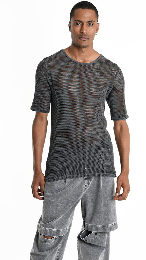 A33V M106225 T-SHIRT Regular Cotton Net Dyed Cold Black/Grey.