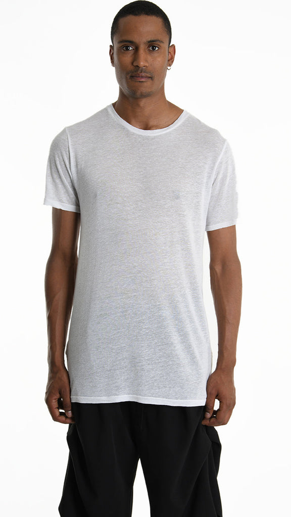 A33V M107925 T-SHIRT Regular Jersey Viscose Linen White.