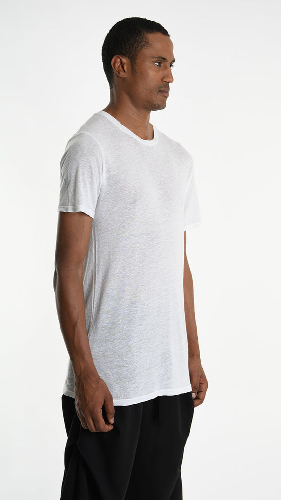 A33V M107925 T-SHIRT Regular Jersey Viscose Linen White.