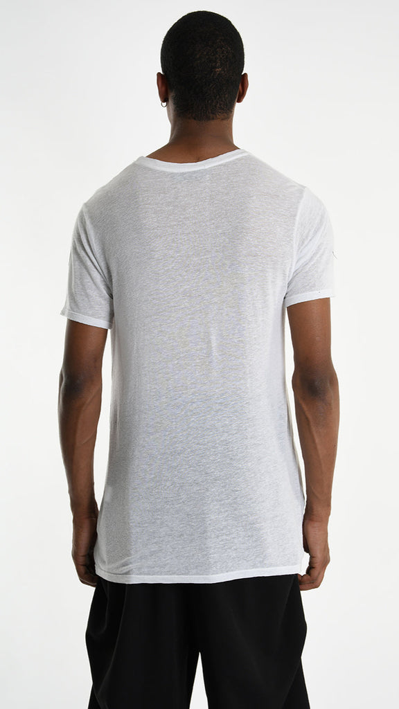 A33V M107925 T-SHIRT Regular Jersey Viscose Linen White.