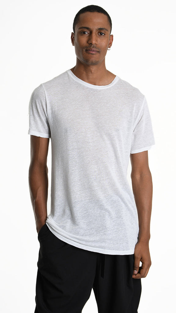 A33V M107925 T-SHIRT Regular Jersey Viscose Linen White.