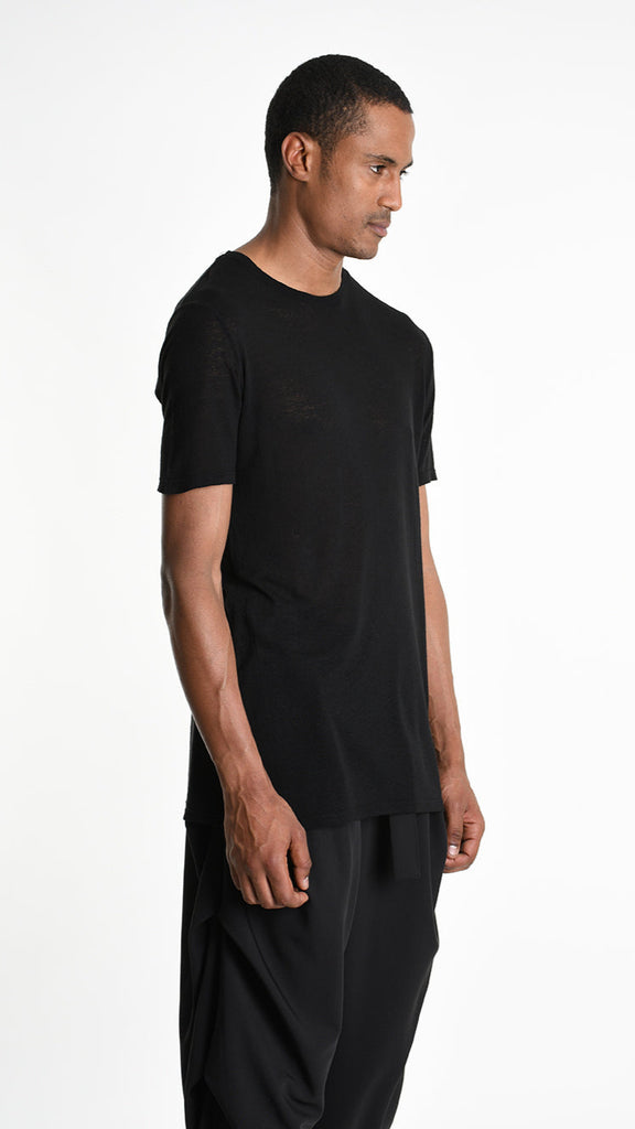 A33V M107925 T-SHIRT Regular Jersey Viscose Linen Black.