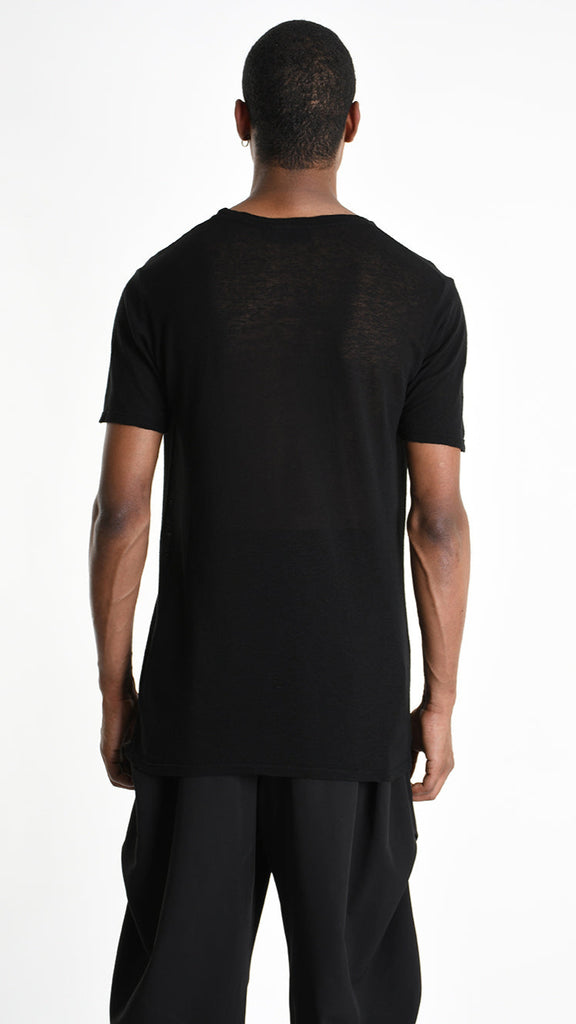 A33V M107925 T-SHIRT Regular Jersey Viscose Linen Black.