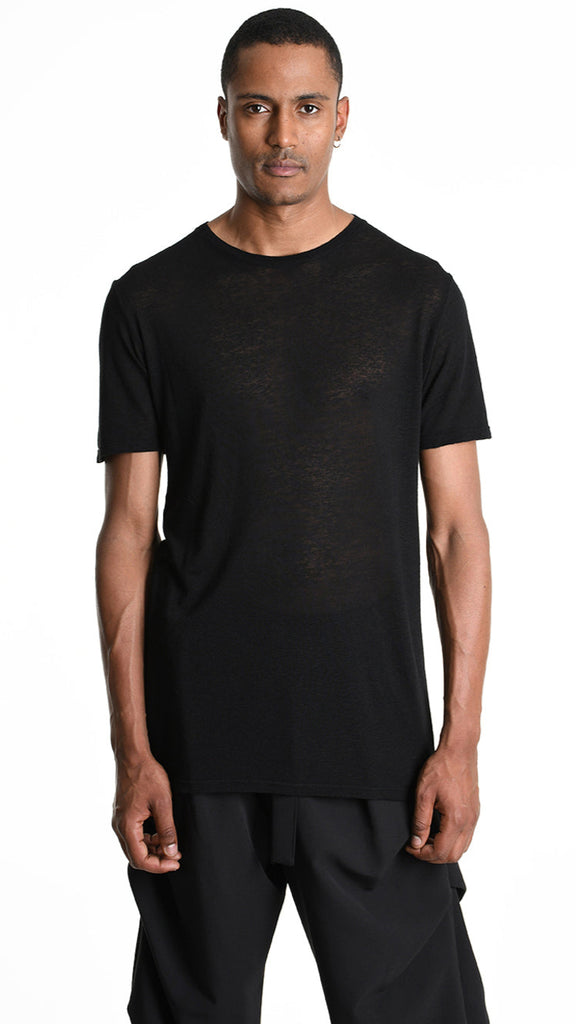 A33V M107925 T-SHIRT Regular Jersey Viscose Linen Black.