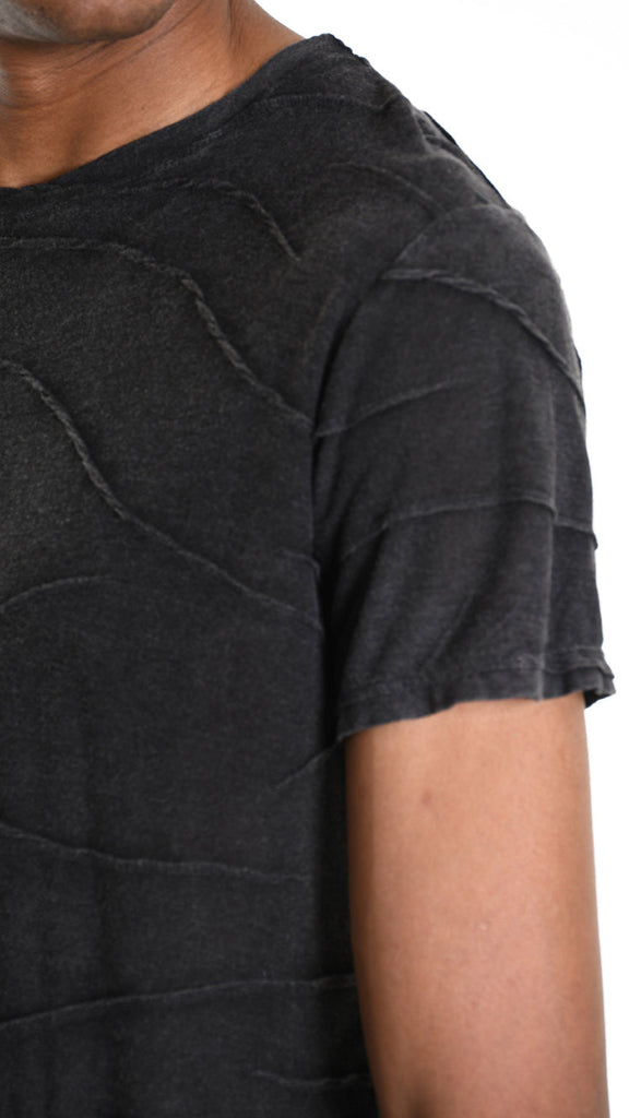 A33V M108525 T-SHIRT Regular Jersey Jacquard Marmorized Dust Black.