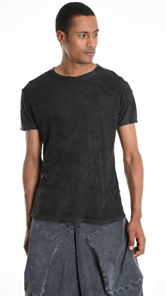 A33V M108525 T-SHIRT Regular Jersey Jacquard Marmorized Dust Black.