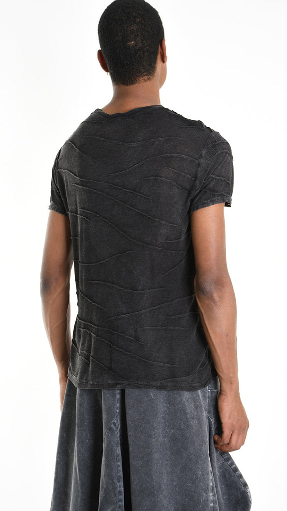 A33V M108525 T-SHIRT Regular Jersey Jacquard Marmorized Dust Black.