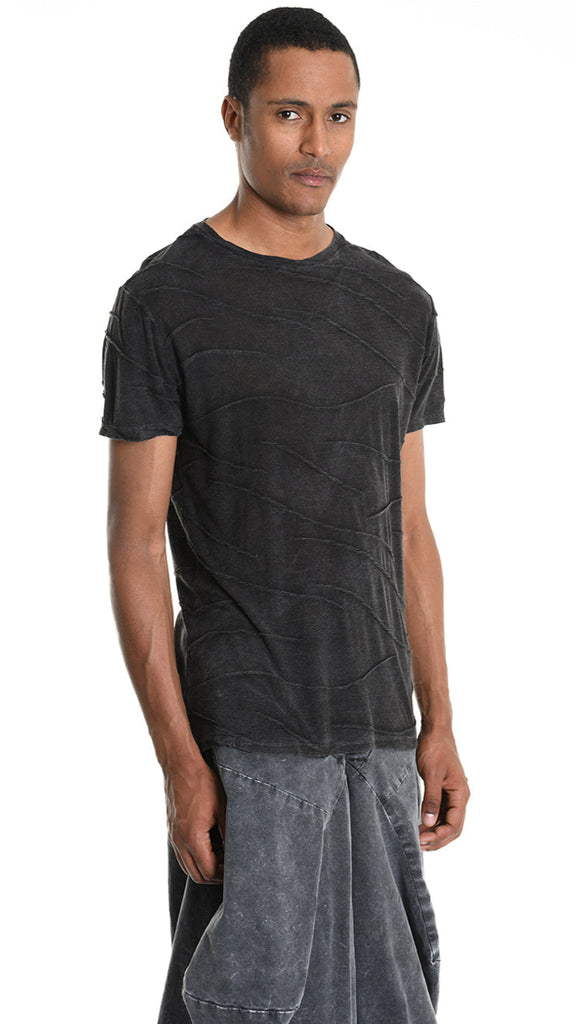 A33V M108525 T-SHIRT Regular Jersey Jacquard Marmorized Dust Black.