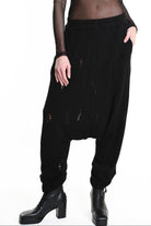 3V M1189 TROUSER Over Jersey Micro Breakages UNISEX U Black LA HAINE INSIDE US