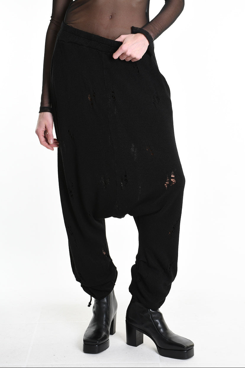 3V M1189 TROUSER Over Jersey Micro Breakages UNISEX U Black LA HAINE INSIDE US