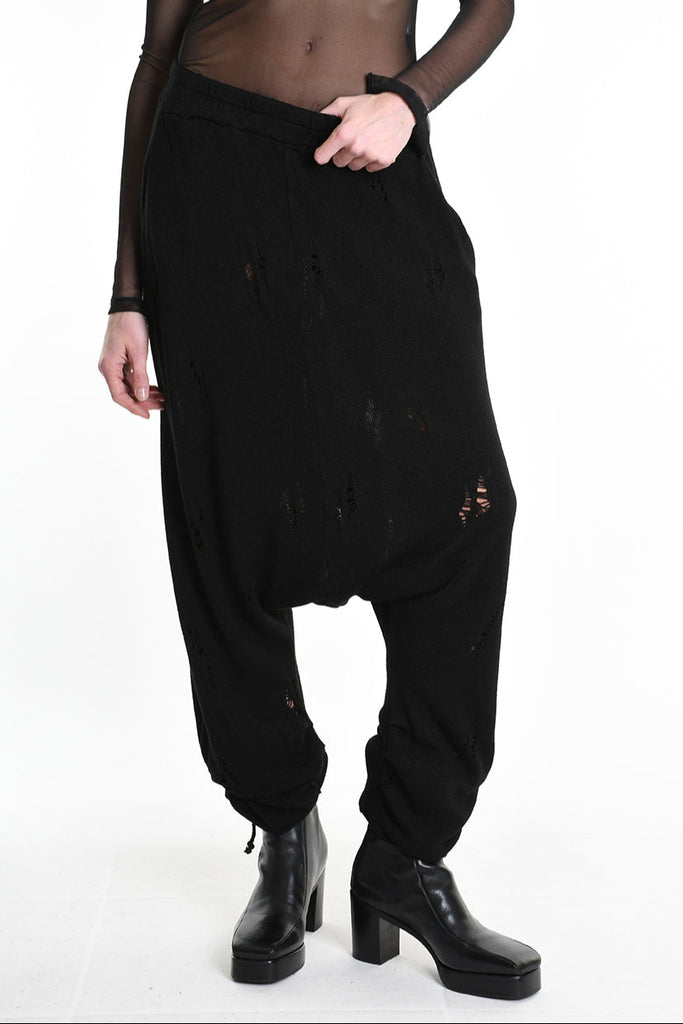 3V M1189 TROUSER Over Jersey Micro Breakages UNISEX U Black LA HAINE INSIDE US