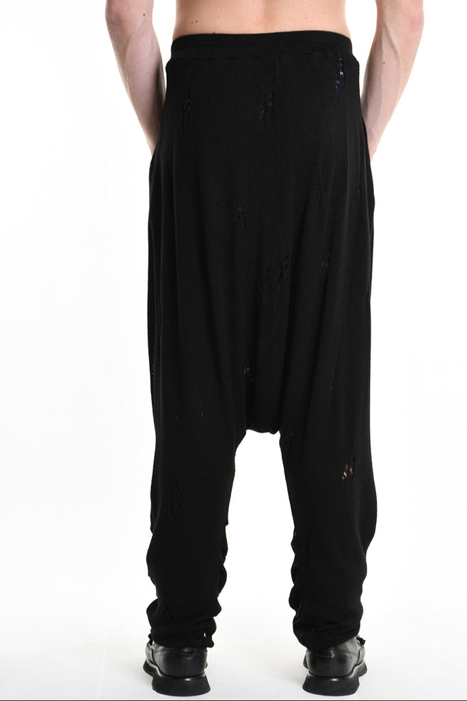 3V M1189 TROUSER Over Jersey Micro Breakages UNISEX U Black LA HAINE INSIDE US