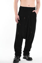 3V M1189 TROUSER Over Jersey Micro Breakages UNISEX U Black LA HAINE INSIDE US