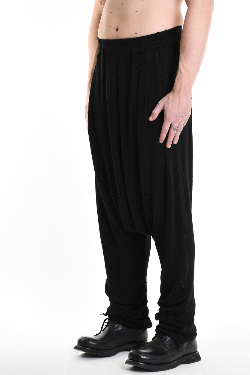 3V M1189 TROUSER Over Jersey Micro Breakages UNISEX U Black LA HAINE INSIDE US