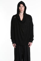 3V M1190 COMFORT SWEATSHIRT Micro-Distressed Jersey UNISEX U Black LA HAINE INSIDE US