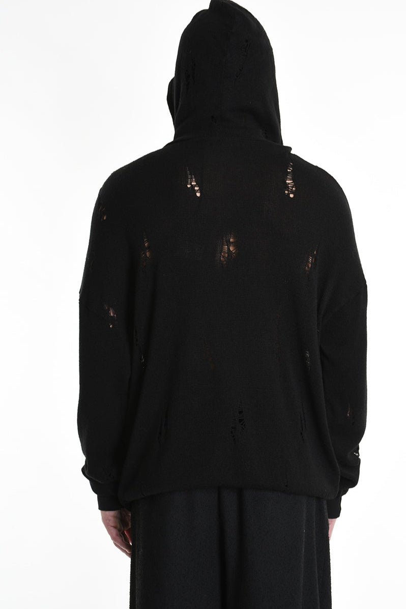 3V M1190 COMFORT SWEATSHIRT Micro-Distressed Jersey UNISEX U Black LA HAINE INSIDE US