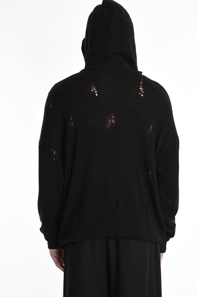 3V M1190 COMFORT SWEATSHIRT Micro-Distressed Jersey UNISEX U Black LA HAINE INSIDE US