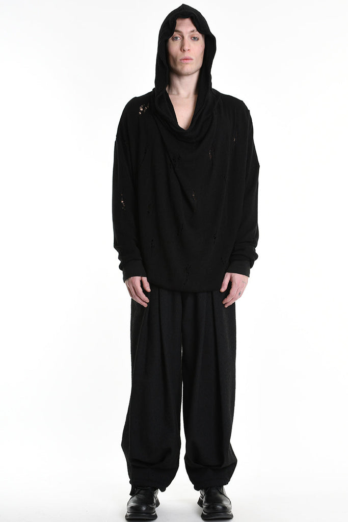 3V M1190 COMFORT SWEATSHIRT Micro-Distressed Jersey UNISEX U Black LA HAINE INSIDE US