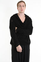 3V M1190 COMFORT SWEATSHIRT Micro-Distressed Jersey UNISEX U Black LA HAINE INSIDE US