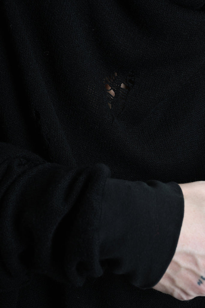 3V M1190 COMFORT SWEATSHIRT Micro-Distressed Jersey UNISEX U Black LA HAINE INSIDE US