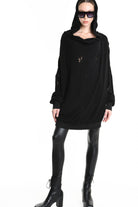 3V M1190 COMFORT SWEATSHIRT Micro-Distressed Jersey UNISEX U Black LA HAINE INSIDE US