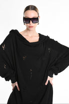 3V M1190 COMFORT SWEATSHIRT Micro-Distressed Jersey UNISEX U Black LA HAINE INSIDE US