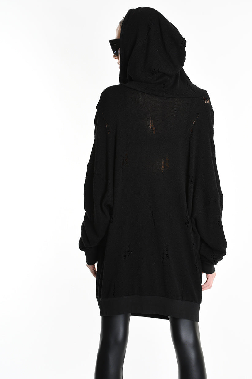 3V M1190 COMFORT SWEATSHIRT Micro-Distressed Jersey UNISEX U Black LA HAINE INSIDE US