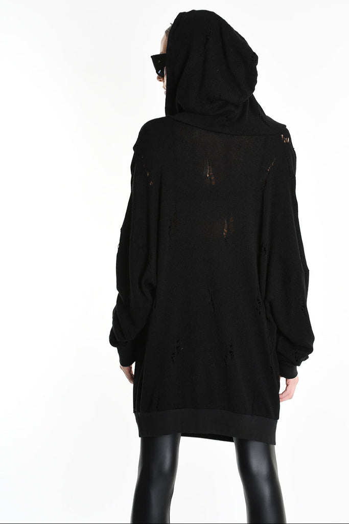 3V M1190 COMFORT SWEATSHIRT Micro-Distressed Jersey UNISEX U Black LA HAINE INSIDE US