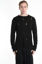 3V M1191 SWEATER Regular Jersey Micro Breakages Black LA HAINE INSIDE US